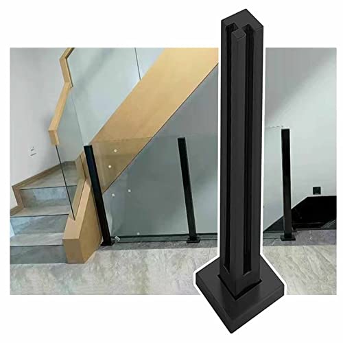 Postes de balaustrada de vidrio negro de 85 cm con abrazaderas cuadradas para balcones e interior