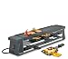Produktbild Spring Raclette 4 Personen COMPACT Schwarz, Tischgrill elektrisch, Antihaftbeschichtete Alu-Grillplatte, 4 Raclette Pfännchen & Spatel, Abstellebene, 54,0×10,5×11,5cm, 650W, Raclette Grill