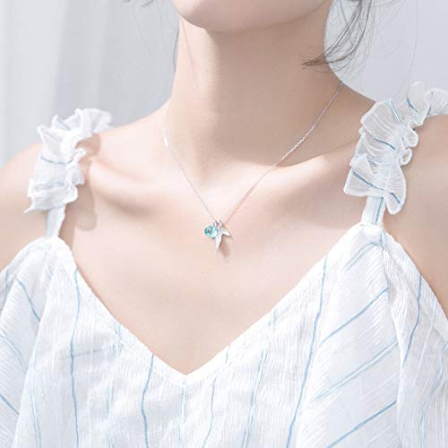 Colliers authentiques avec pendentif queue de sirène en cristal bleu - 5