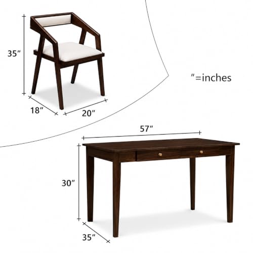 Image of Solid Sheesham Wood 6 Seater Dining Table with Cushioned Chairs with 2 Drawer Storage, Furniture for Dinner Rooms Walnut Finish (6 Seater)