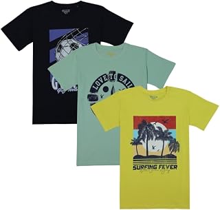 Gini and Jony Boys Multicolor Graphic Print Cotton Half Sleeves T-Shirt Pack of-3 3-4 Years Price In India