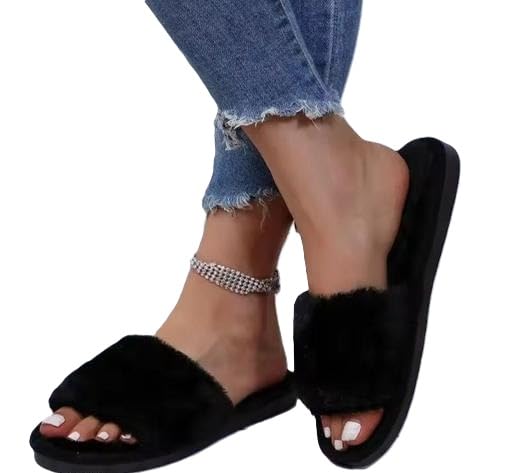 Soft fur slides for home, cozy and comfortable, lightweight, warm, easy to, and perfect for effortless indoor movement.-image-32