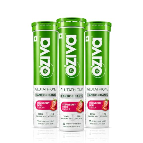 Glutathione + Antioxidants | Glutathione tablets For Radiance & Even Skin Tone | With Hyaluronic Acid & Astaxanthin, Strawberry Swirl - Pack of 3 (30 Tablets)