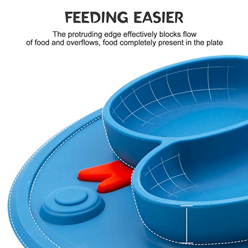 Baby Divided Plate Silicone- Portable Non Slip Child Feeding Plate With Suction Cup For Children Babies And Kids Bpa Free Baby Dinner Plate Microwave Dishwasher Safe #TOP2