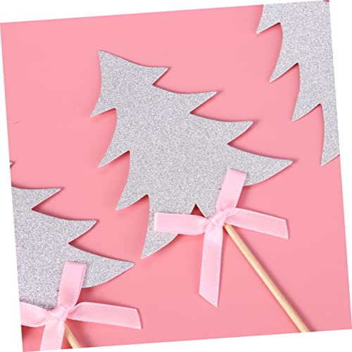 ABOOFAN 10 Pçs Cupcake Xams Decorativos Nó De Laço Para Picaretas Decorações Árvore De Prata Topper