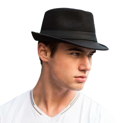 Image of Felt Trilby Fedora Hat Short Brim Panama Jazz Hat 20s Bowler Gatsby Cap for Men Women