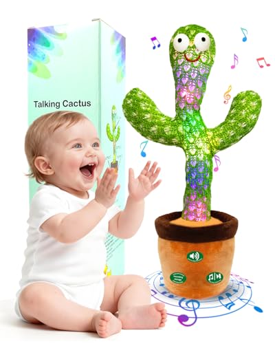 Image of Pbooo Cactus Toy, Talking Cactus Toy for Babies, Singing Musical & Record Repeat What You Say, Funny Gift for Infant 6-18 Months & Toddler 1 Year Old Boy Girl, Light Up Toy (Update Volume Adjustable)
