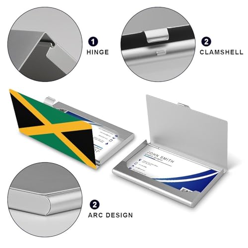 Jamaican Flag Business Card Holder, Pocket Slim Metal Business Card Case for Women Men4