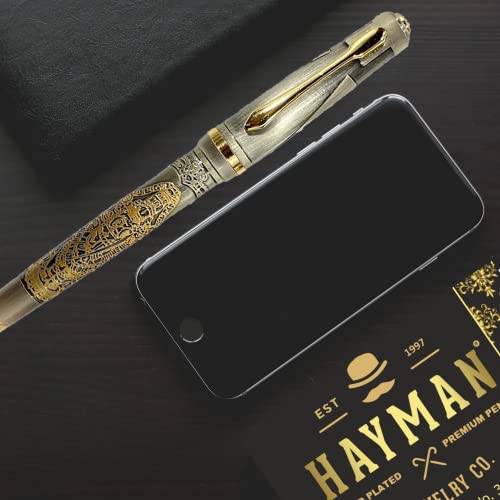 HAYMAN 24 CT Gold Plated Tirupati Balaji Engraved Roller Ball Pen with Gift Box (Pen-188)