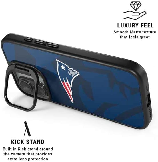 Skinit Kickstand Phone Case Compatible with iPhone 17 - Officially Licensed NFL New England Patriots Double Vision Design