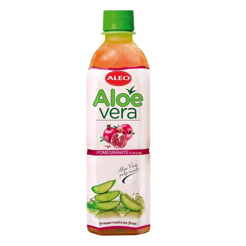 ALEO 0.5L Premium Pomegranate Aloe Vera Drink   Natural, No Preservatives, No Artificial Colors Superior Taste Award 2025