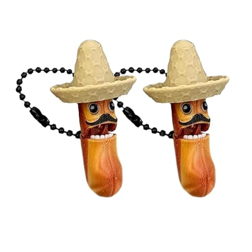 Mexican Jumping Bean Inspired Keychains - 3D Printed Fidget Keychain, Fun Mexican Souvenir & Party Favor for Men Women (B)