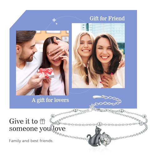 Image of CHENGHONG Cat Starfish Anklet for Women 925 Sterling Silver Starfish Cat Moss Agate Link Anklets Fashion Bracelet Jewelry Gift