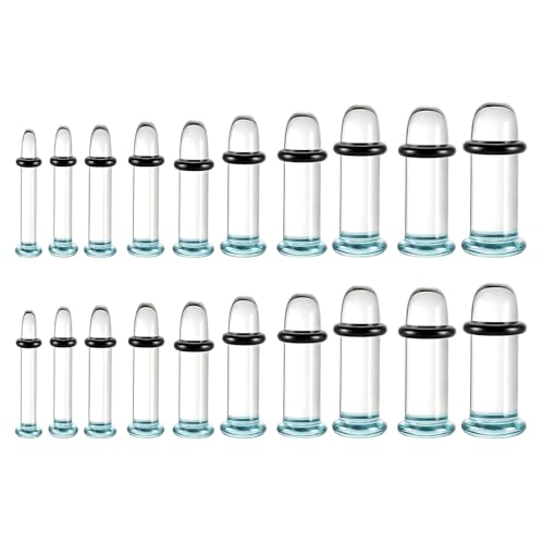 JRAIYBZ Glass Ear Gauges Stretching Kit,14G-2G Comfy Dead Stretching (Blue)