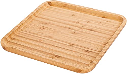 Bearstar 2-Pack Bamboo Square Plates ,12 Inches Cheese Plates Coffee Tea Serving Tray Fruit Platters Party Dinner Plates Sour Candy Tray #TOP3
