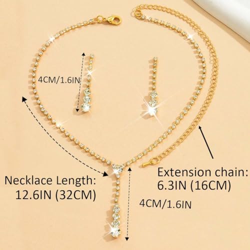 Unicra Bride Silver Bridal Necklace Earrings Set Crystal Wedding Jewelry Set Rhinestone Choker Necklace for Women and Brides3