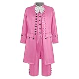 Men's Medieval Clothing Medium Renaissance Tailcoat Steampunk Stage Costume Role 2 Pieces Halloween Cosplay Sets Pink