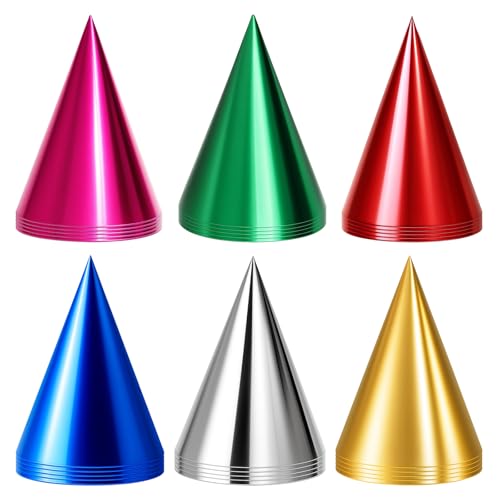 30Pcs Party Hats for Adults Party Hats for Kids Multicolor Paper Hat Metallic Foil Cone Hats Party Hat for Adults and Kids for Boys Gilrs Birthday Dress Up Parties Decoration and Celebrations