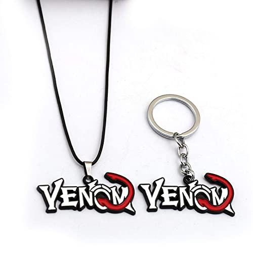 VIROYA Collar, 2 uds Venom joyería de Moda Metal Letra Llavero Esmalte Colgante Hombres Regalo...