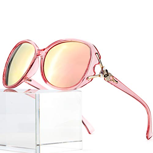 FIMILU Oversized Mirror Sunglasses for Women Polarized UV400 Protection Lenses Ladies Fashion Retro HD Sun Glasses (Pink Frame/Rose Gold Mirrored Lens Oversized Polarized Sunglasses)