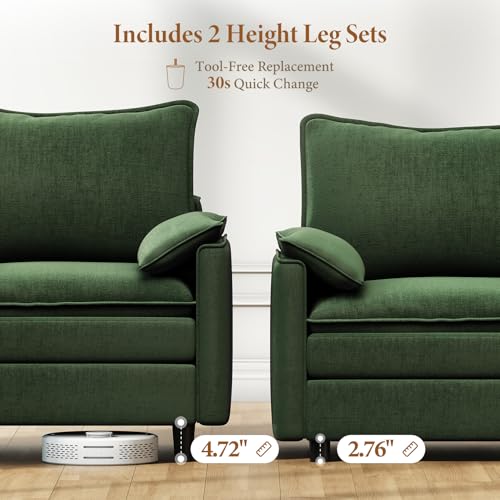 Image of Vesgantti 142 inch Large Cloud Sectional Couch, U-Shaped Deep Seat Sofa, Green
