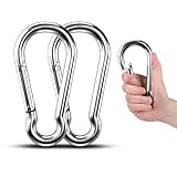 Large Carabiner Clip Hooks, 2pcs 7 inch Carabiners Heavy Duty, 304 Stainless Steel Spring Snap Hook Fits Camping Hanging Hiking Weight Lifting, Metal Clips for Rope or Chain