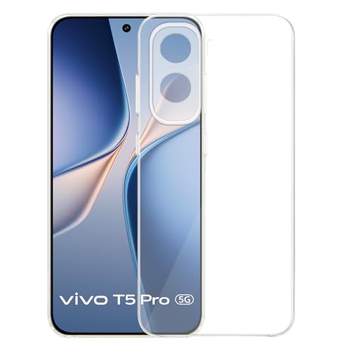 Image of amazon basics Compatible with Vivo T5 Pro 5G Case Cover Transparent Non-Slip Soft Shockproof Protective Back Cover - Clear