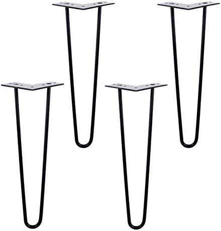 Bed leg screw,furniture legs,sofa legs, Set of 4 Wrought Iron Coffee Table Legs, 2 Struts Hairpin Leg, Cabinet Legs, TV Cabinet Feet, Black, Height 5.9 in 34 Inches, with Screws/Foot Pads (Size : 61cm