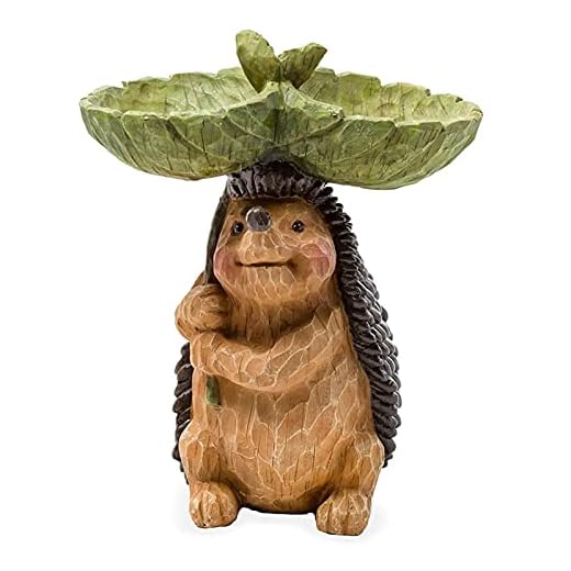 Zylina Ornament snidade harts igelkott fågel bad djur tatue utomhus fågel matare harts dekoration söt igelkott trädgård accent för trädgård