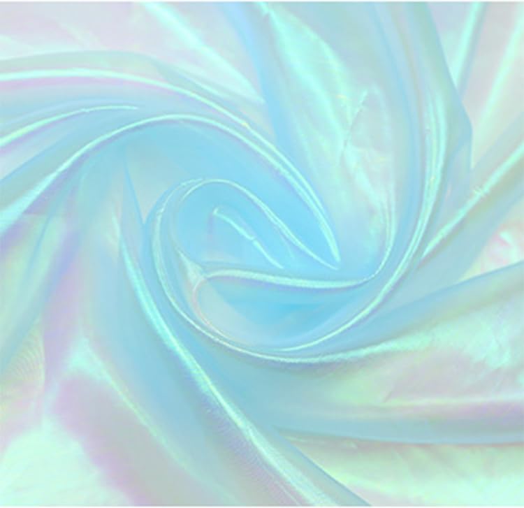 YYCRAFT The Yard - Tela de organza transparente de dos tonos para decoración de bodas, 5 yardas, color azul iridiscente