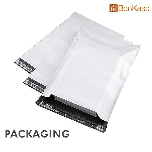 Image of BonKaso Poly Courier Bags 5x10 Inches with POD | 55 Microns Thickness | Tamper Proof & Waterproof | Durable Plastic Packaging Envelopes for Shipping - Pack of 200
