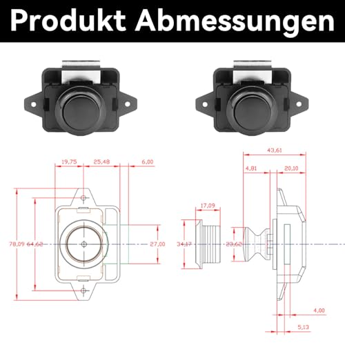 HAFRILY Push Lock Zinklegierung Push Button Lock, Keyless-Schrank Catch für möbelschloss Caravan Schlösser, Schublade, Schranktürschlösser, Yacht(Pack of 2 Schwarz)