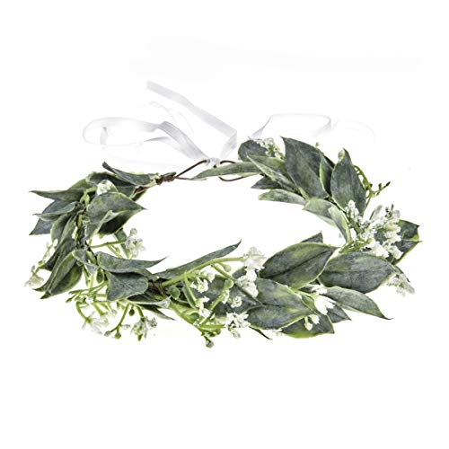 Daisyu Green Leaf Crown Eucalyptus Floral Headband Wedding Photo Prop Headpiece (A/Green leaf)