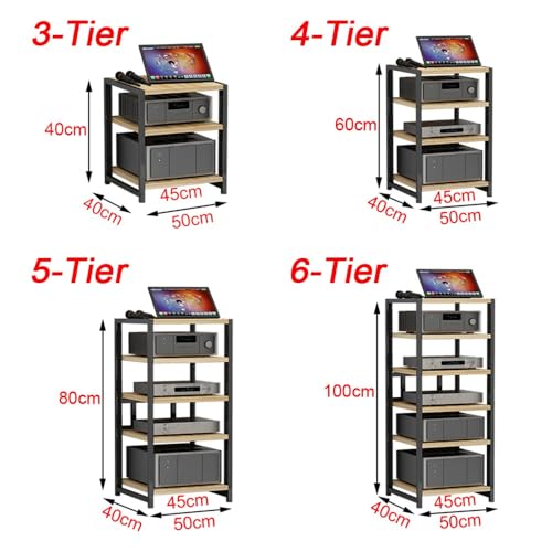 Soporte audiovisual de nogal premium con tres estantes de diseño moderno 3