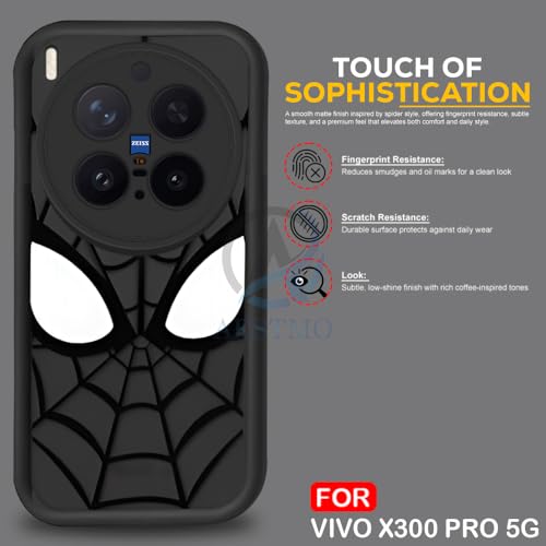 Image of AESTMO Back Case Cover for Vivo X300 Pro 5G Cover | Spidey Face Mask Design | Silicone Case | Full Body Protection | Camera Protection Back Cover for Vivo X300 Pro 5G (Black)