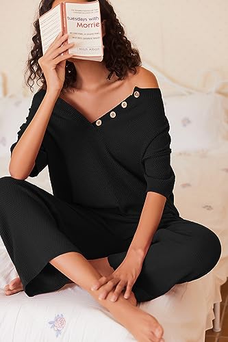 Ekouaer Lounge Sets for Women 2 Piece Pullover Sweater Set Knit Tops Wide Leg Pants Sweatsuits Casual Travel Outfits, S-XXL4