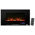 e-Flame USA Livingston 36-inch Wall Mount LED 3-D Electric Fireplace Stove with Timer and Remote - 3-D Log and Fire Effect