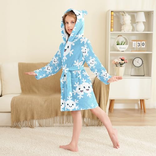 GuoChe Christmas Snowflakes Pattern Hooded Pajama Sleepwear For Kids3