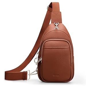 befen Genuine Leather Small Sling Bag for Women Anti-Theft Crossbody Chest Bags Multi-Pockets Fanny Pack with RFID Card Slots