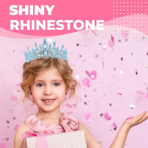 Birthday Tiara Crown with Sash for Women, Headband Hair Accessories for Wedding Party Costume (A-Blue)