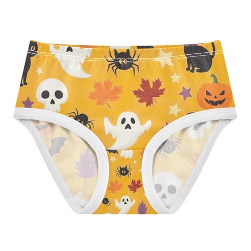 Cute Halloween Orange Girls Panties, Toddler Girl Panties, Girls Cotton Underwear, 2–8 Years