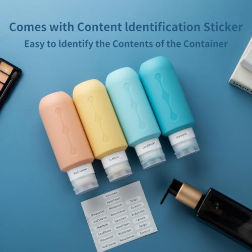Image of Gemice Travel Bottles for Toiletries, Tsa Approved Travel 6oz Size Containers with Clear Bag, BPA Free Leak Proof Travel Tubs Refillable Liquid Travel Accessories for Cometic Shampoo Lotion
