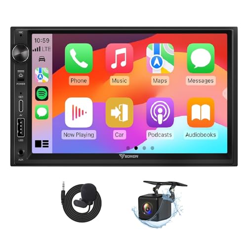 Eonon 7 Zoll Android 14 Doppel-Din-Autoradio 4+64GB GPS Navigationssystem CarPlay Android Auto Screen Mirroring Bluetooth Touchscreen WiFi DSP RDS USB Rückfahrkamera UX7A