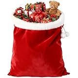 Weihnachtsmann-Tüten,Nikolaussack Wiederverwendbare Samt-Geschenktüten, Rote Säcke mit Kordelzug, Extra große Geschenkbeutel, für Feiertage, Geburtstag, Partygeschenke (73 x 110 cm)
