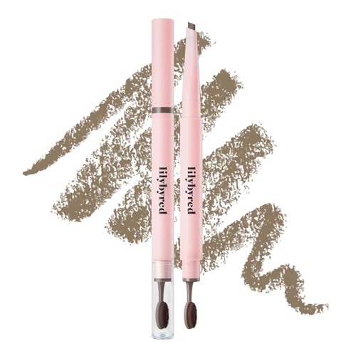 lilybyred Hard Flat Brow Pencil | Korean Flat-Tip Eyebrow Pencil, Wood-Like Auto Formula, Toothbrush-Style Blending Brush, Smudge-Proof, Sweat-Resistant, Natural Finish, 0.005 oz. (05 Ash Brown)