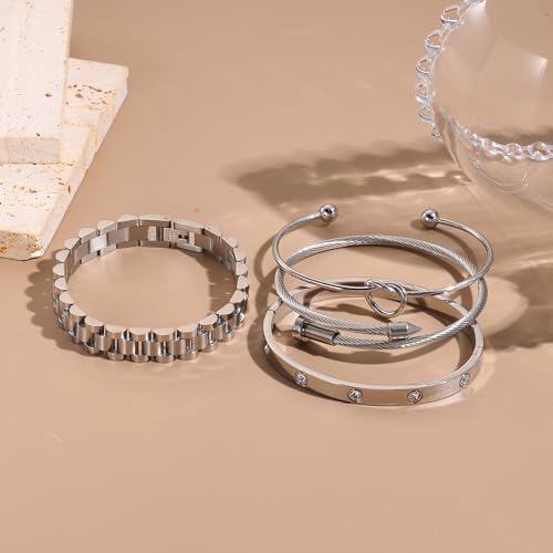 Gold Bracelets for Women Stackable Gold Bangles for Women Tennis Bracelets Bangle Cubic Zirconia 18K Gold Plated Jewelry for Gifts to Lover Girlfriend Wife Mom Sister Mother's Day Gifts Valentine Wedding Birthday4