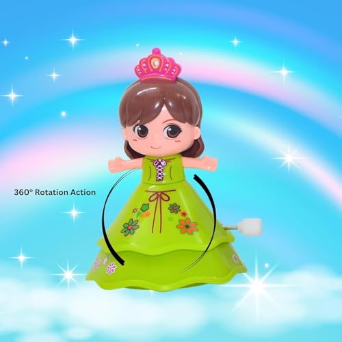 Image of Crackles Wind Up Spin Doll - Pack of 1 Dancing Princess Toys for Girls & Boys Age 3+ | Clockwork Baby Toy, Crawling Toy for Toddlers, Return Gift (Multicolor)