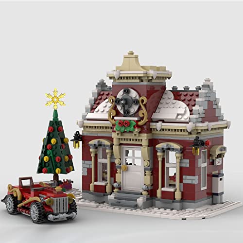 YYGE Modular Weihnachten Kleiner Winter Rathaus Baustein Satz, 1049+Teile Baustein Modell Bausatz kompatibel mit Lego – Bild 6