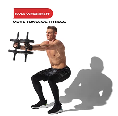 Image of 3 in 1 gym combo Adjustable dumbbells set,14� Dumbbell rod,15.5� Connector 10 mm Eva Foam, Star Nuts kit for home gym Workout. (8 KG, Add Skipping Rope)