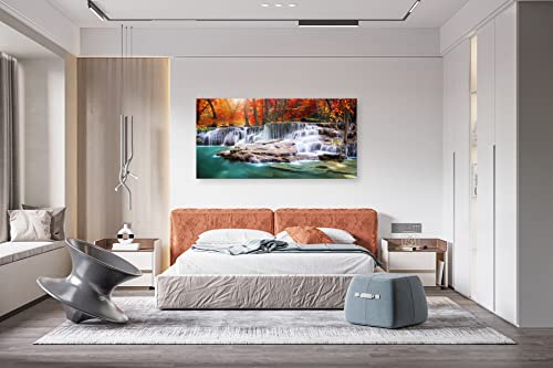 Aibonnly Wall Art Canvas Painting Red Forest Waterfalls 1 Piece Modern Landscape Tree Picture Poster Print Framed And Stretched Ready To Hang For Living Room Bedroom Kitchen Office Home Decor #TOP3